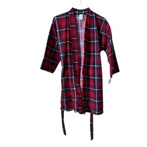 Boy or Girl Open Front Red Plaid Robe size 14